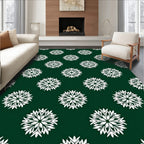 White Starburst Floral Pattern Rug