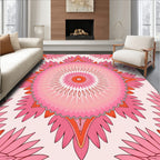 Radiant Pink Orange Floral Mandala Design Rug