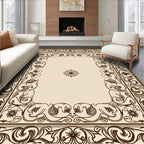 Ornate Floral Scroll Border Design Rug
