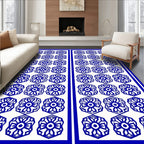 Blue Floral Geometric Pattern Rug