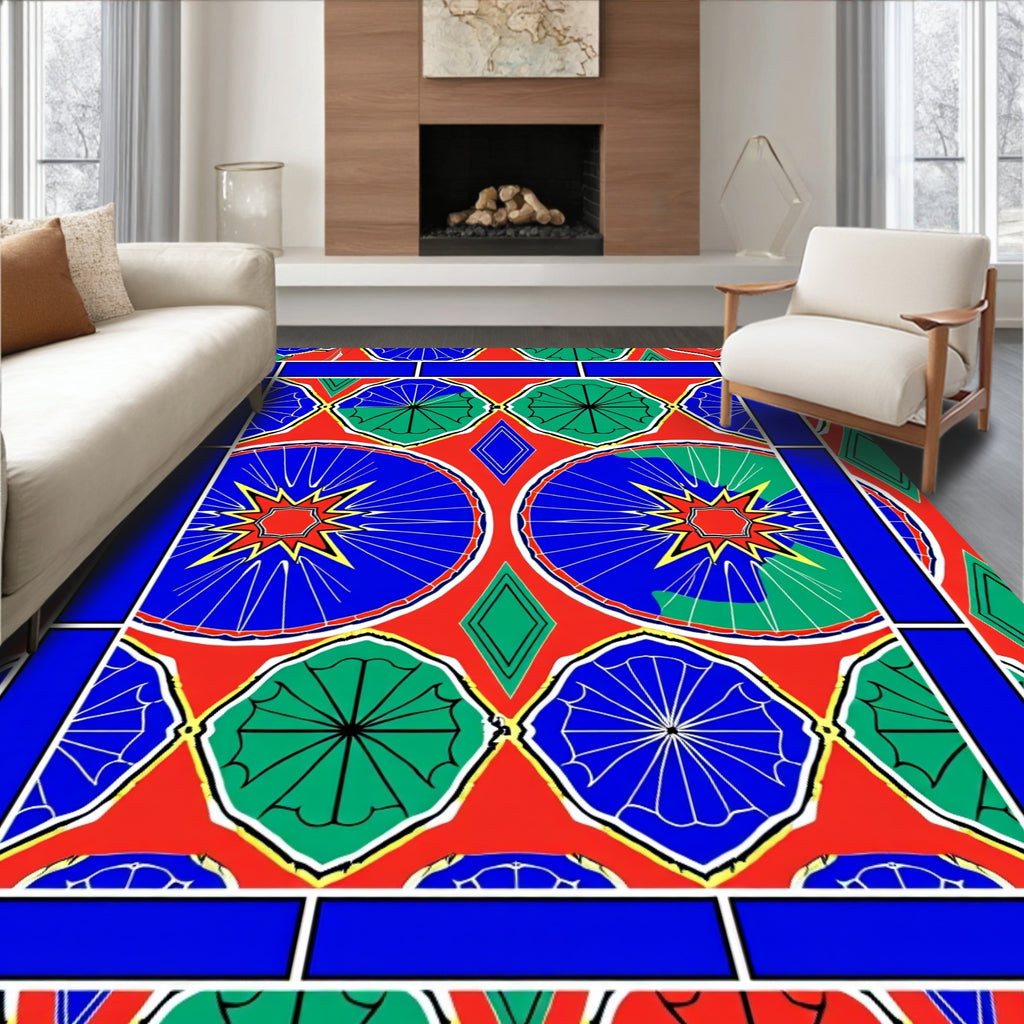 Bold Geometric Mandala Pattern Rug