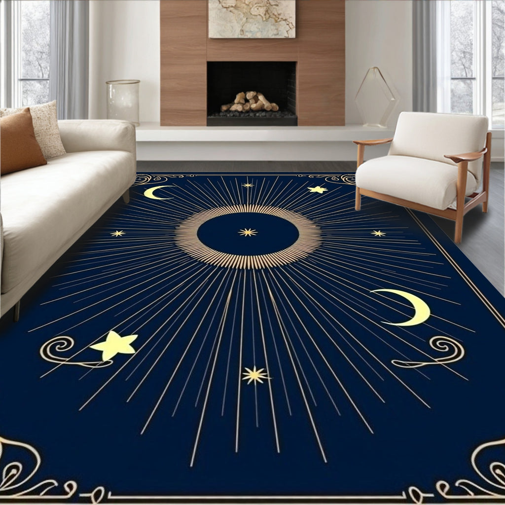 Celestial Sun Moon Star Pattern Rug