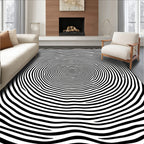 Hypnotic Black White Swirl Pattern Rug