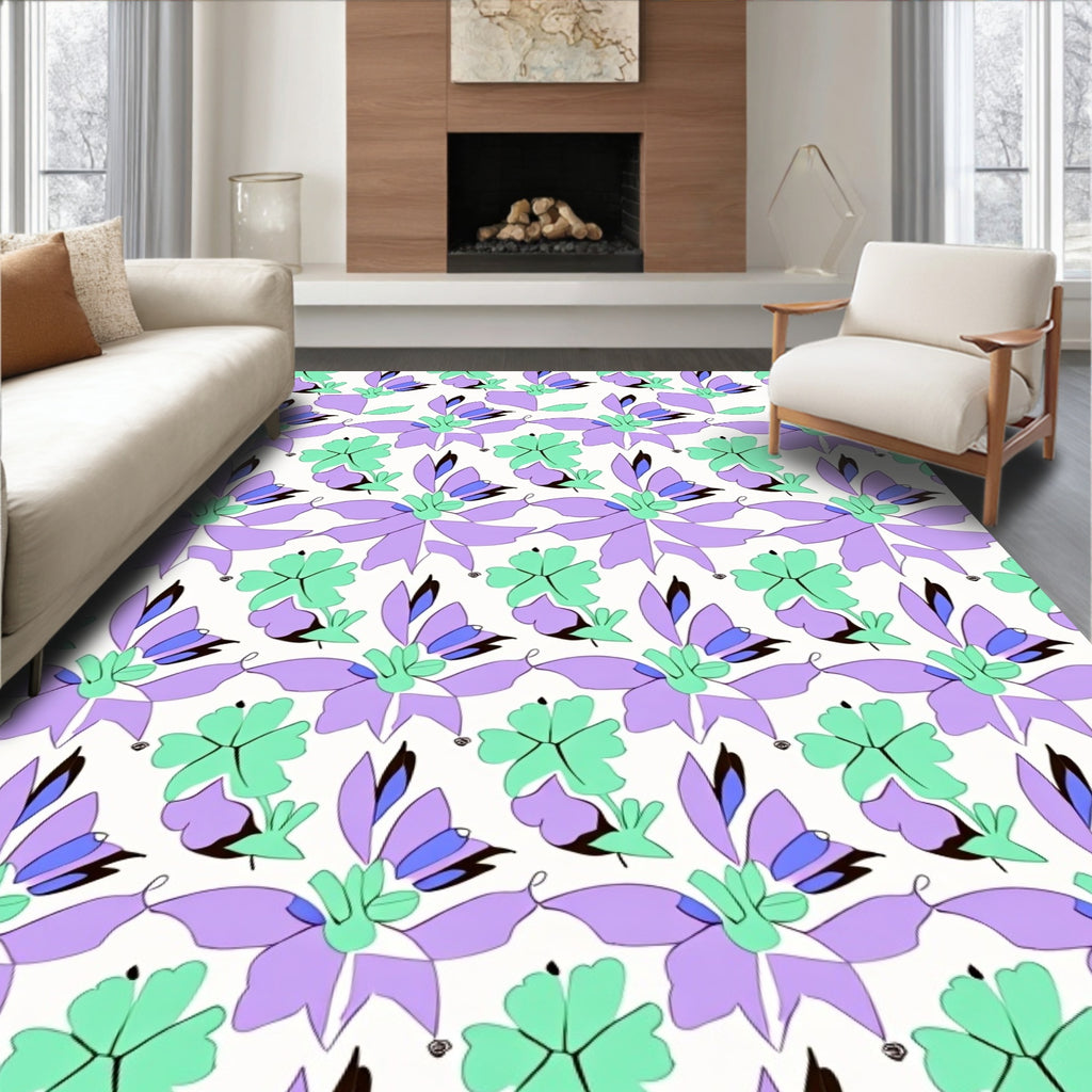Pastel Floral Abstract Pattern Rug