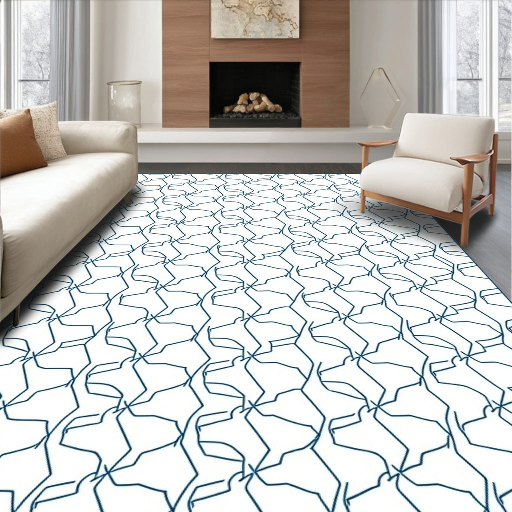 Interlocking Abstract Line Pattern Rug