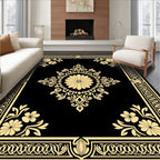 Gold Floral Damask Pattern Traditional Rug