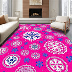 Vibrant Pink Snowflake Mandala Collage Rug