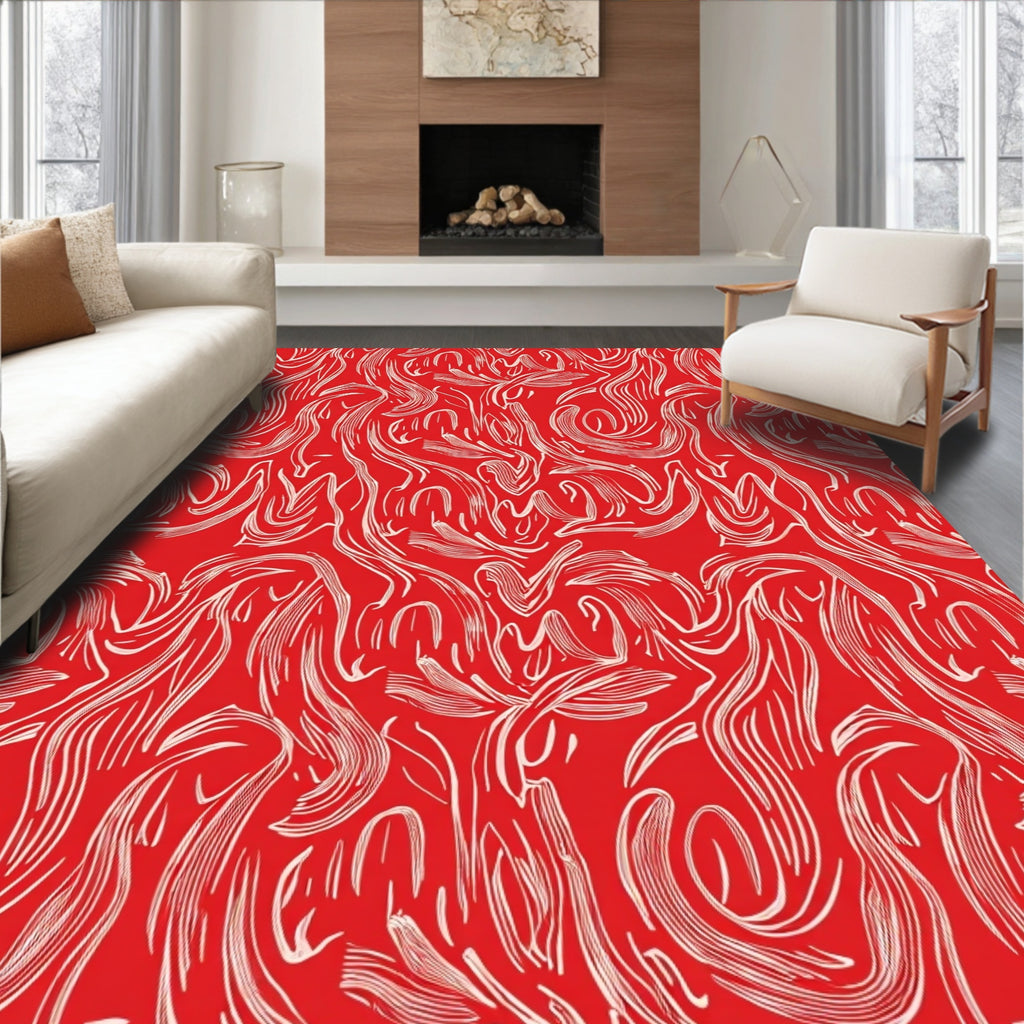 Crimson Swirl Pattern Rug