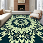 Floral Mandala Design With Leaf Motifs Rug