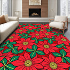 Bold Red Floral Pattern Rug
