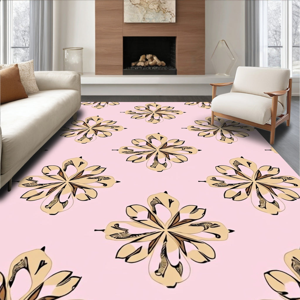 Patterned Floral Beige Pink Design Rug