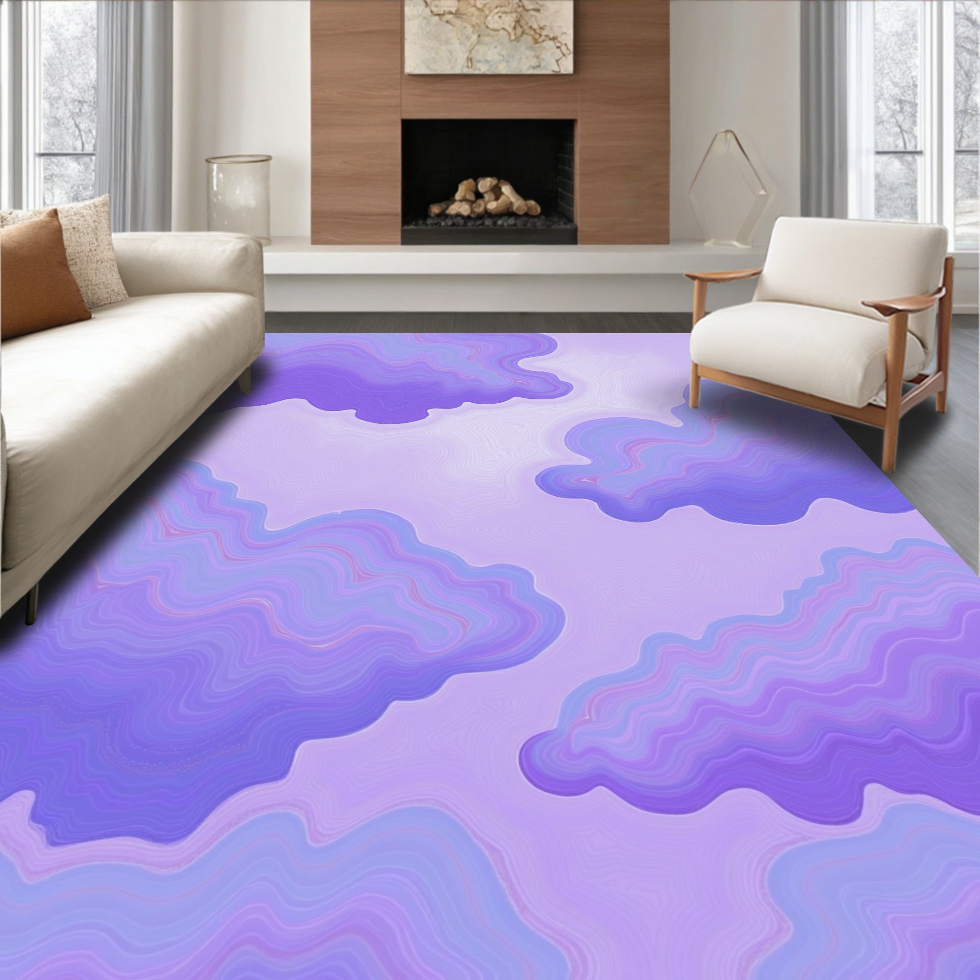 Lavender Swirl Abstract Pattern Rug