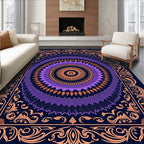 Intricate Orange Purple Mandala Design Rug