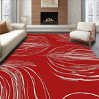Red Abstract Swirl Pattern Rug