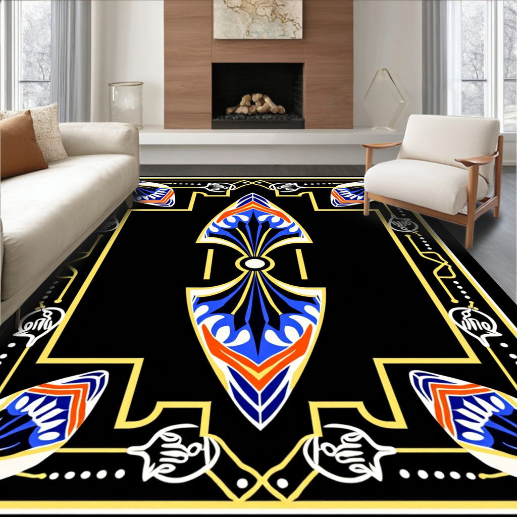 Bold Geometric Floral Art Deco Rug