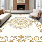 Golden Swirls Floral Mandala Design Rug