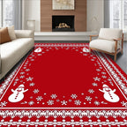 Snowman Snowflake Festive Whimsical Pattern Rug