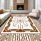 Abstract Brown Geometric Symmetry Rug
