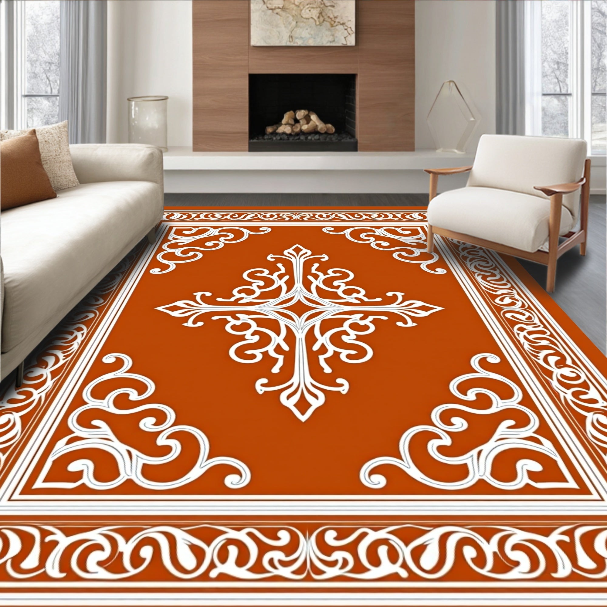 Traditional Floral Scrollwork Pattern Rug