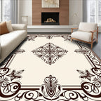Ornate Floral Scroll Border Pattern Rug
