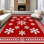 Red Snowflake Scandinavian Blanket Rug