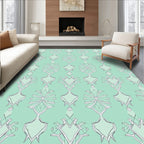 Elegant Mint Gray Ornamental Pattern Rug