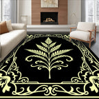 Elegant Pale Yellow Floral Scroll Rug