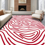 Red Wavy Stripe Pattern Rug