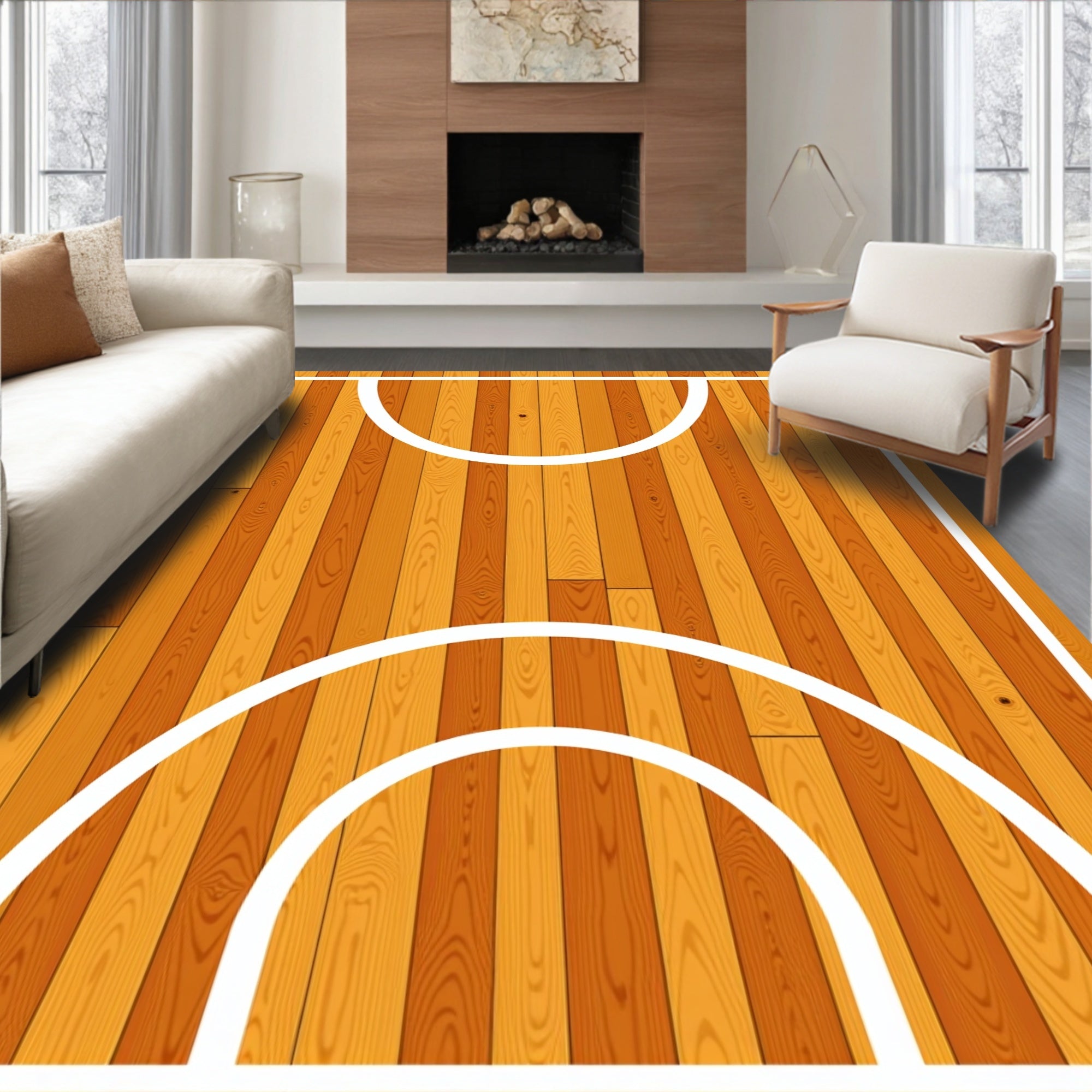 Warm Wood Grain Court Design Rug