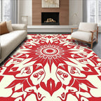 Bold Red Abstract Floral Mandala Design Rug