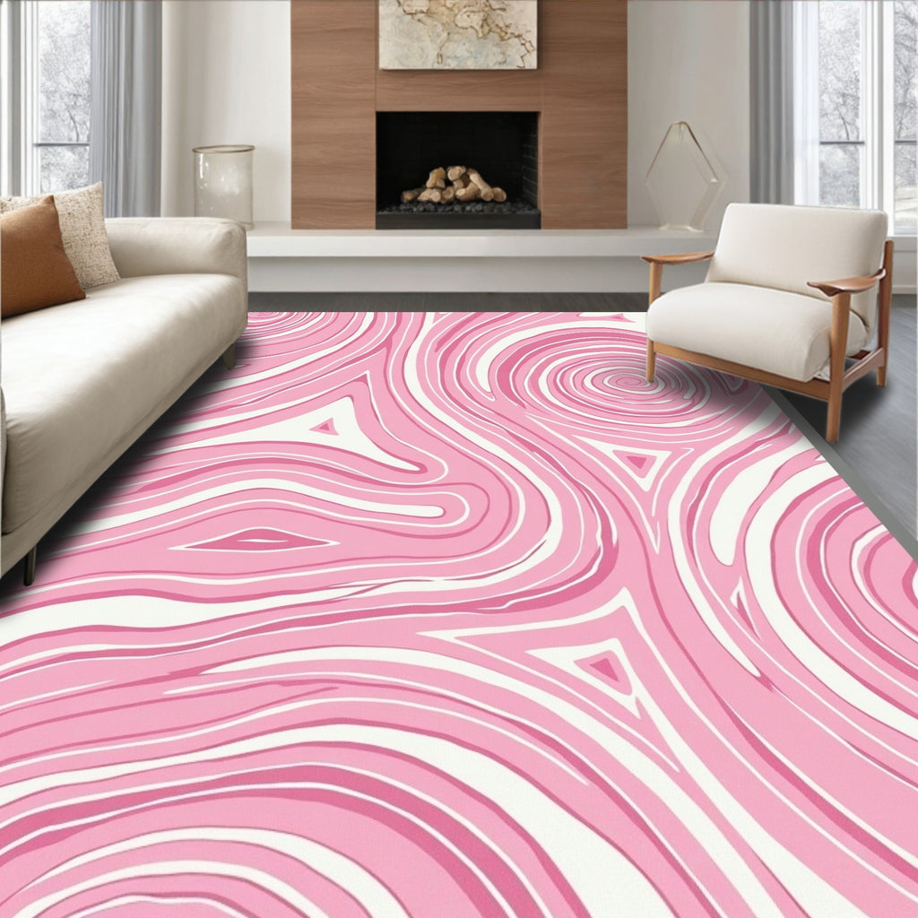 Pink Swirls Abstract Modern Rug