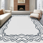 Ornate Fluid Line Frame Design Rug