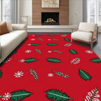 Red Evergreen Snow Cluster Rug