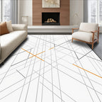 Abstract Orange Grey Geometric Pattern Rug