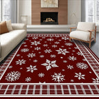 Winter Snowflakes Tartan Border Design Rug