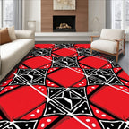 Red Black Geometric Diamond Pattern Rug