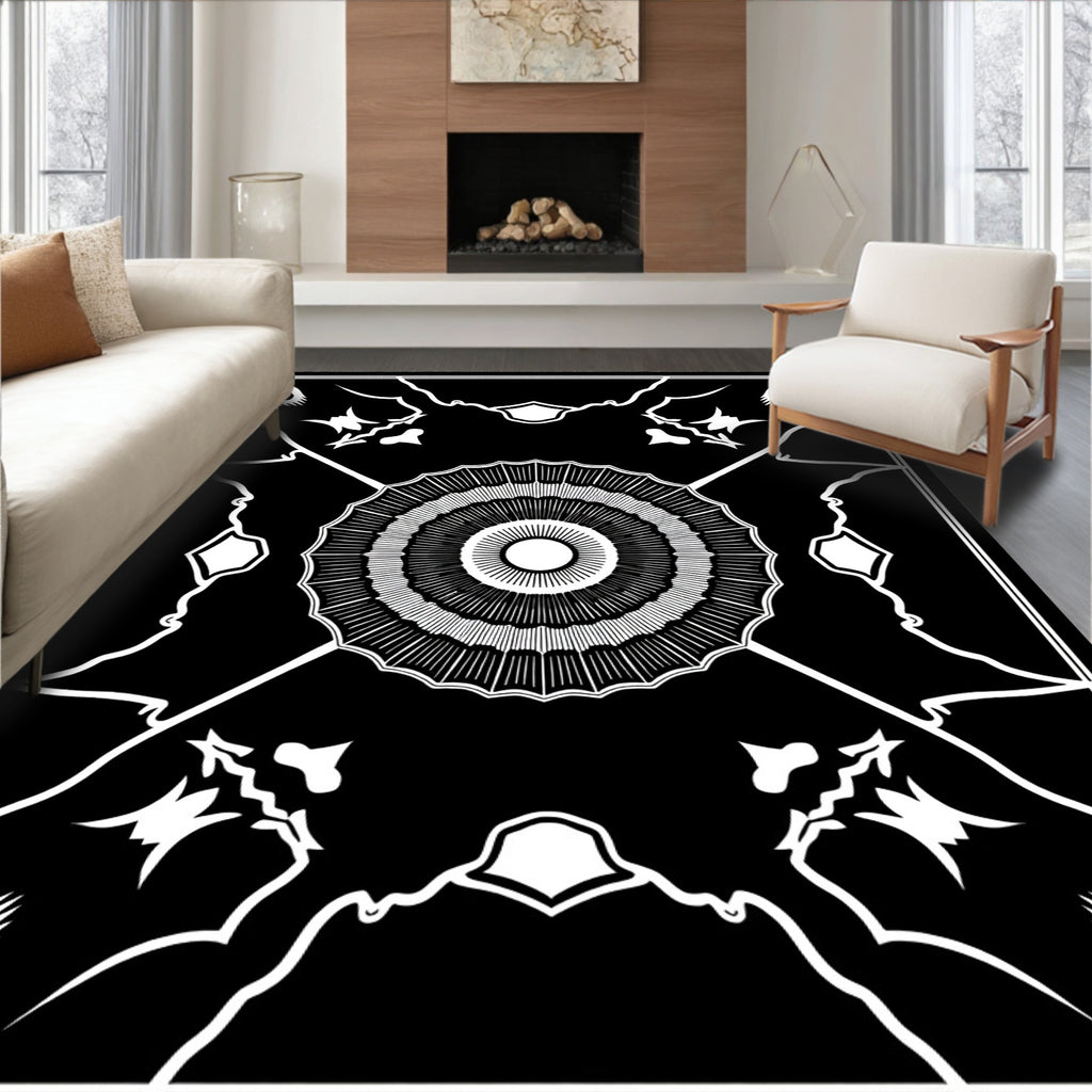 Radiant Sun Mandala Graphic Pattern Rug