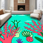 Underwater Coral Fish Scene Design Rug
