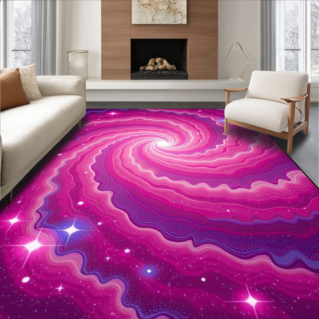 Cosmic Swirl Pink Nebula Rug