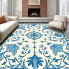 Classic Blue Floral Vine Mandala Rug