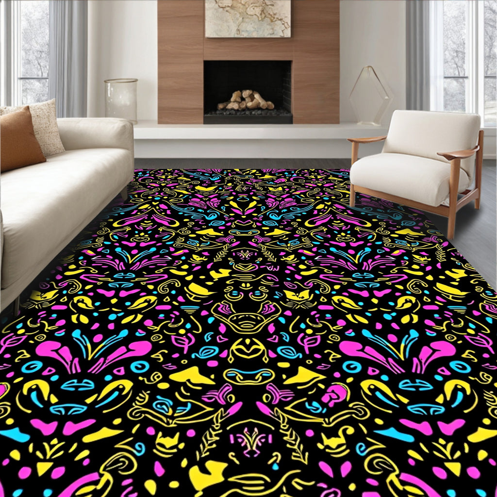 Bright Abstract Floral Pattern Rug