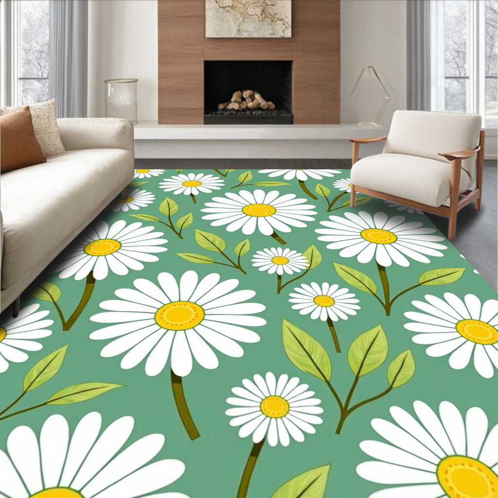 Daisy Floral Patterned Charm Rug