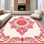 Pink Floral Medallion Border Design Rug