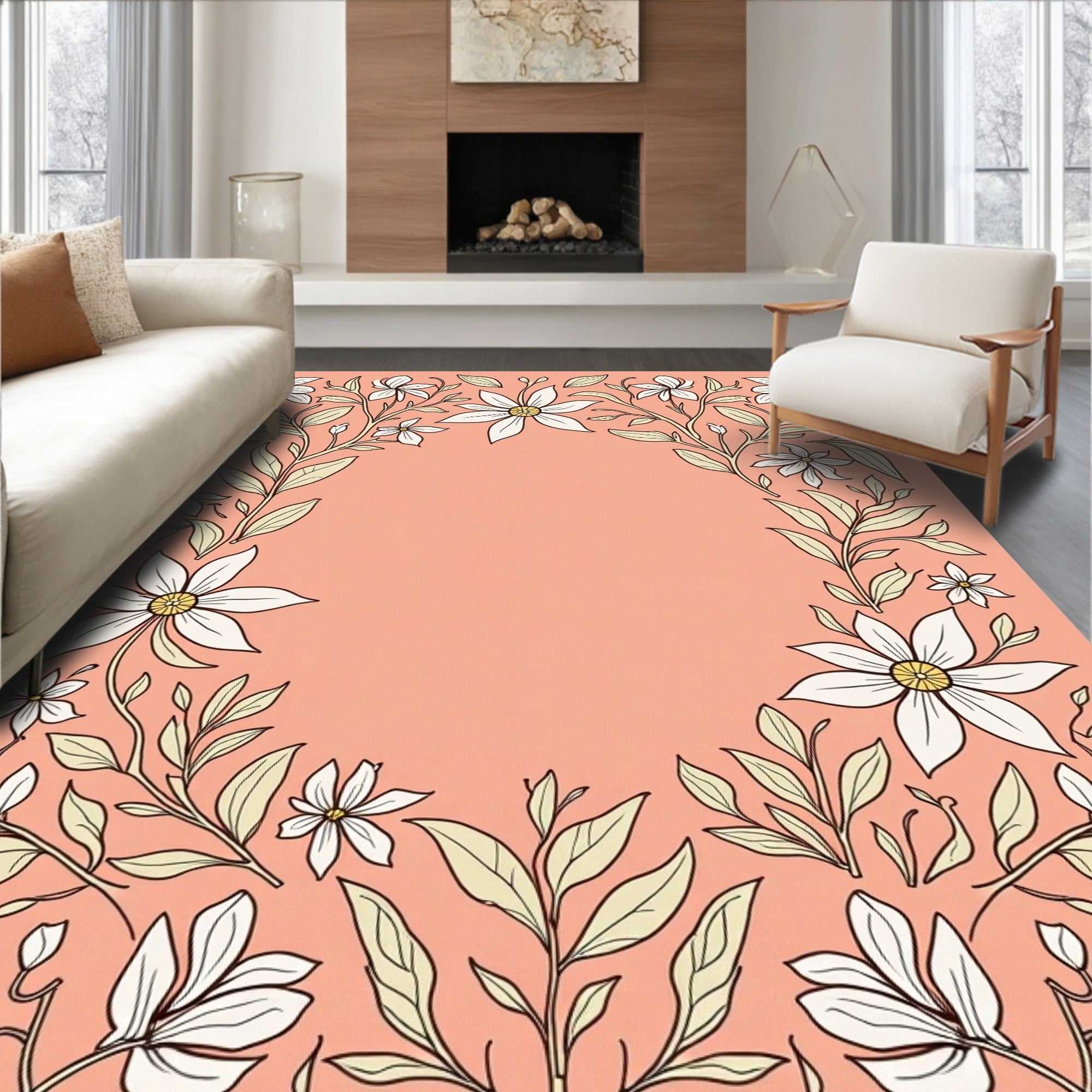 Floral Botanical Vine Design Rug