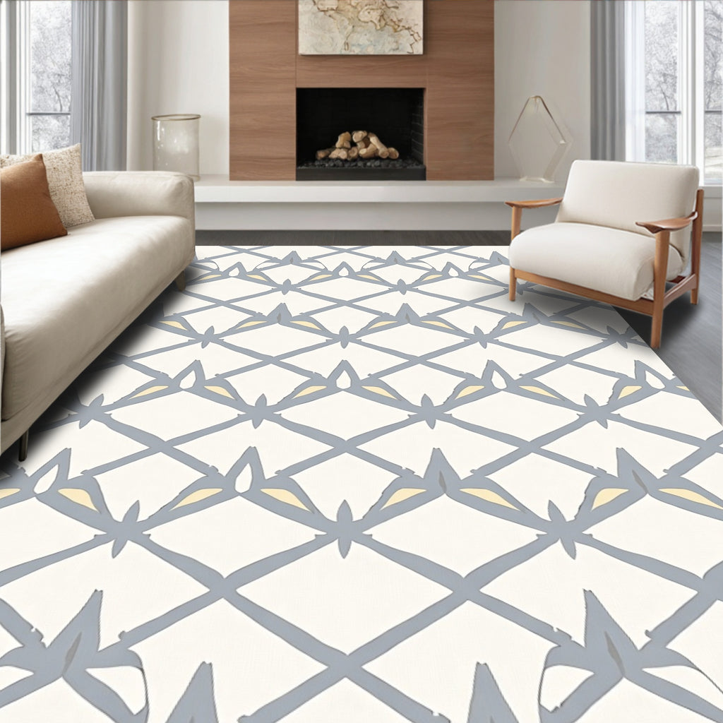 Diamond Lattice with Floral Accents Rug