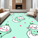 Cute Mint Character Floral Pattern Rug