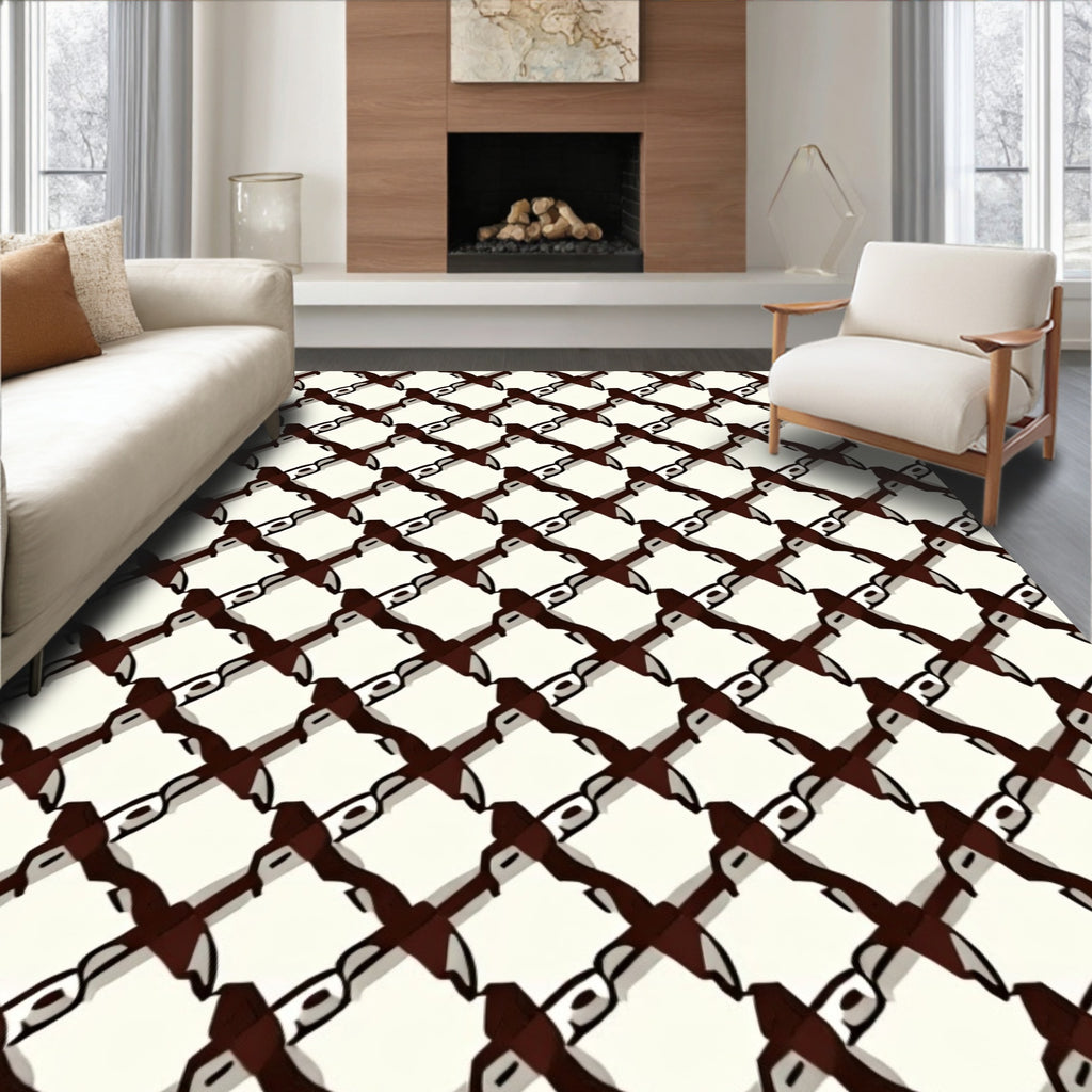 Diagonal Chain Link Pattern Rug