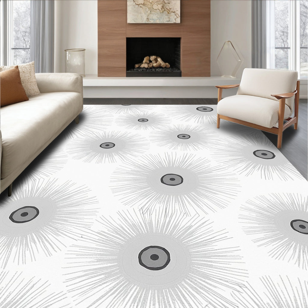 Modern Starburst Floral Pattern Rug