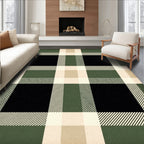 Green Black Plaid Tartan Style Rug