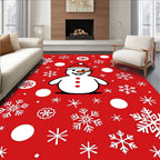 Snowman Snowflakes Festive Pattern Rug
